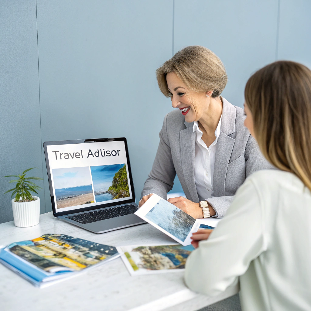 Travel advisor reviewing a detailed itinerary with a client