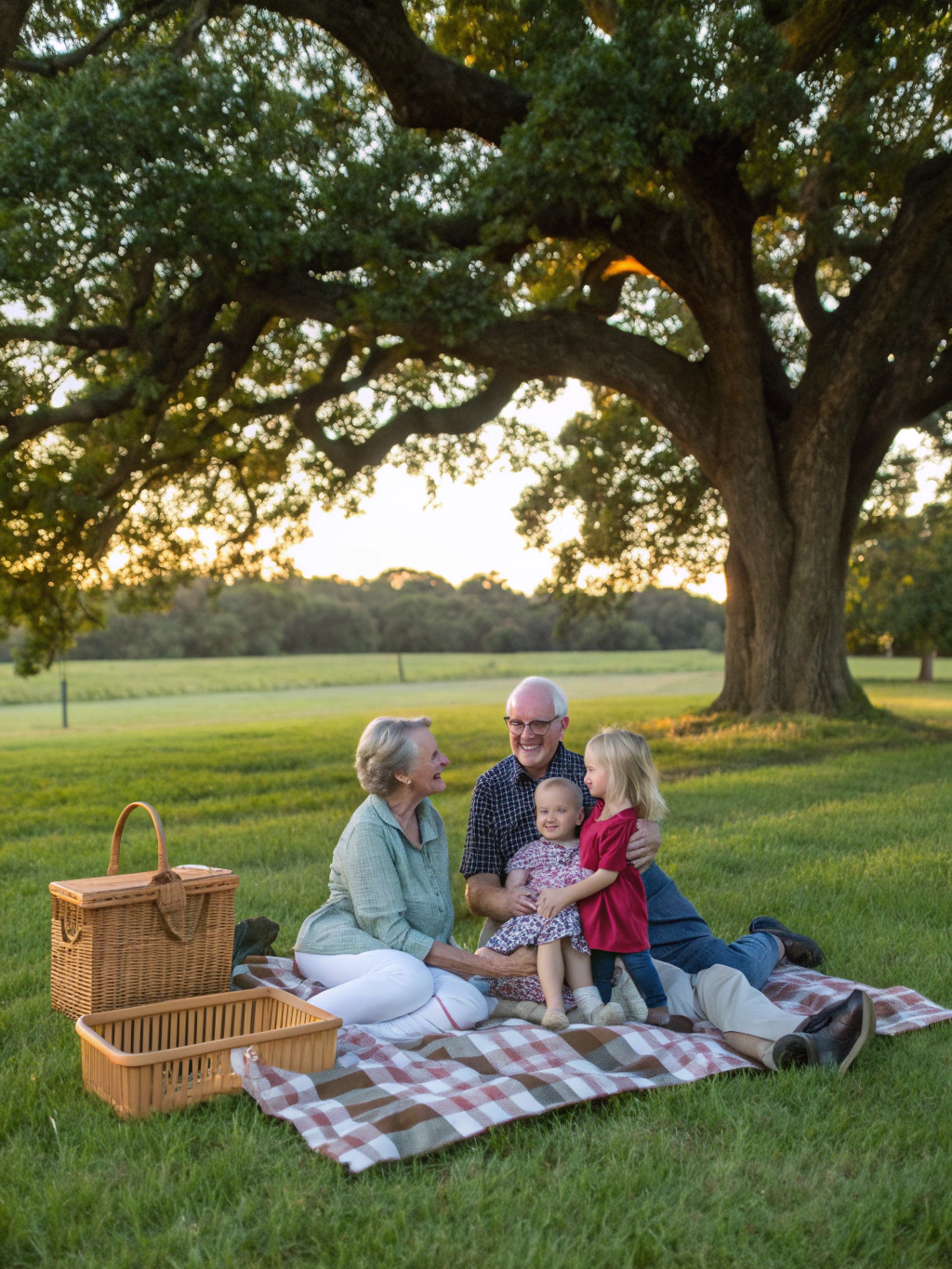Multi-generational family enjoying a scenic walk in the Irish countryside